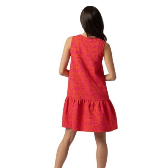 Saint & Sofia Victoria Festival Jacquard Shift Dress, Size 2, Red & Pink, Ruffle - Picture 11 of 11